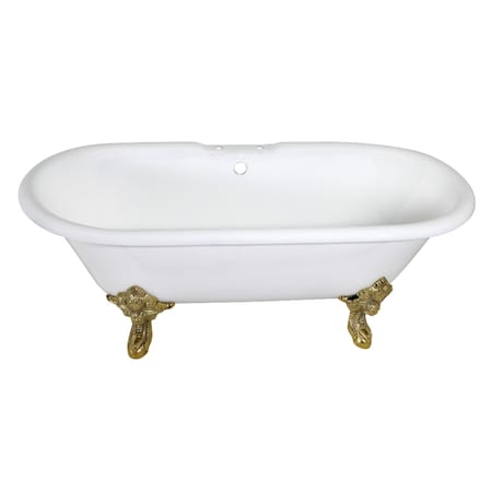 Aqua Eden Clawfoot Bathtubs, 72 L, 31.88 W, White/Polished Brass, Cast Iron VCT7DE7232NL2